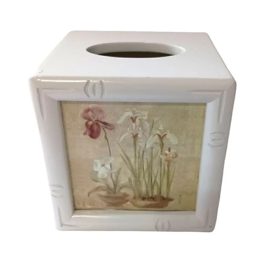 Floral Orchids Narcissus Tissue Box Cover Holder Cottagecore Cheri Blum Vintage.